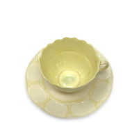 Belleek "New Shell Yellow" Pair of Cups & Saucers (4pcs)(5th Mark)