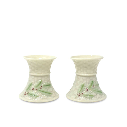 Belleek "Enchanted Holly" Candlesticks (Pair)