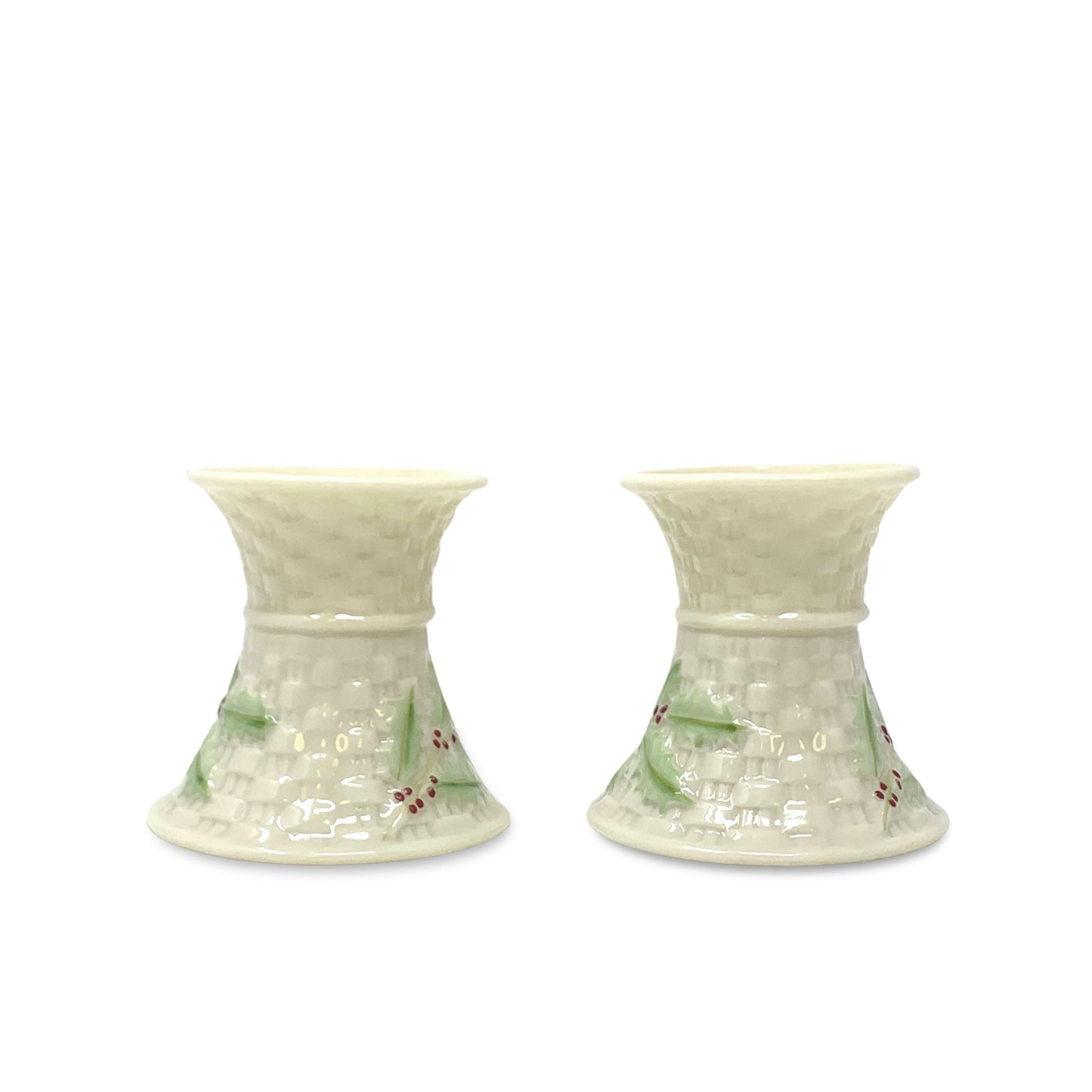 Belleek "Enchanted Holly" Candlesticks (Pair)