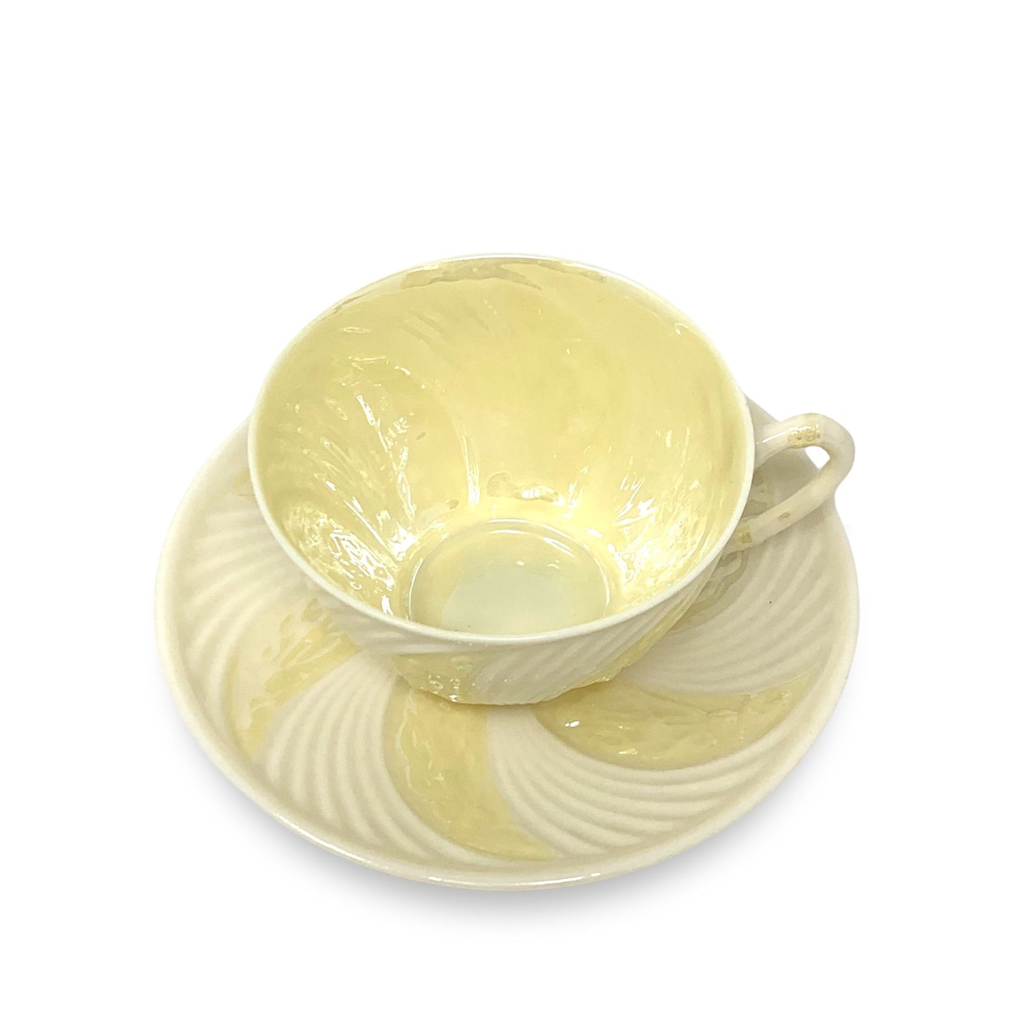 Belleek "Celtic Yellow" Cup & Saucer (5th and 6th Marks)