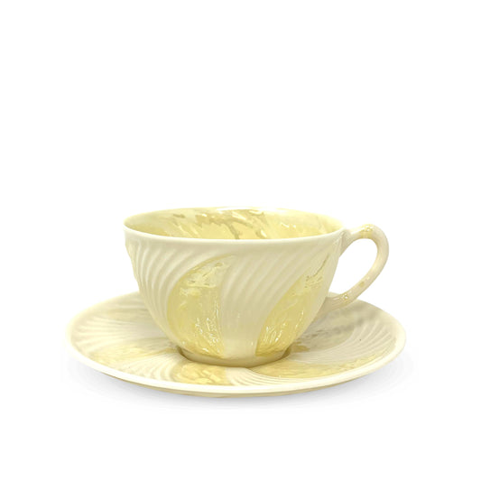 Belleek "Celtic Yellow" Cup & Saucer (5th and 6th Marks)