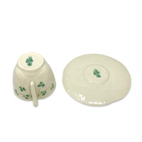 Belleek "Harp Shamrock" Cups & Saucers (7)