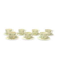 Belleek "Harp Shamrock" Cups & Saucers (7)