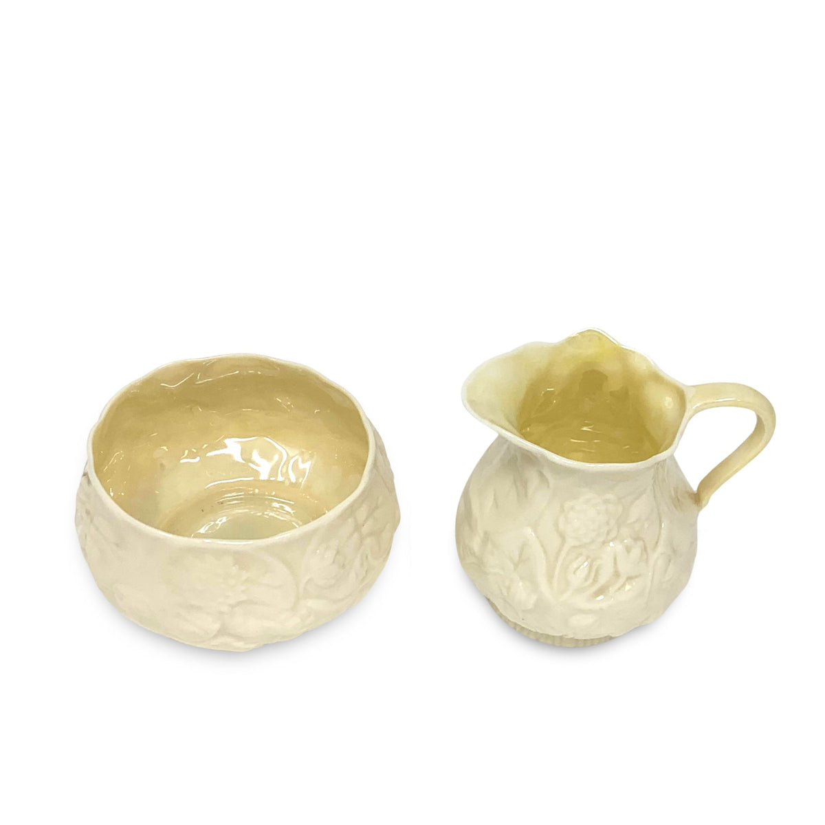 Belleek "Lotus" Cream & Sugar (5th Mark)