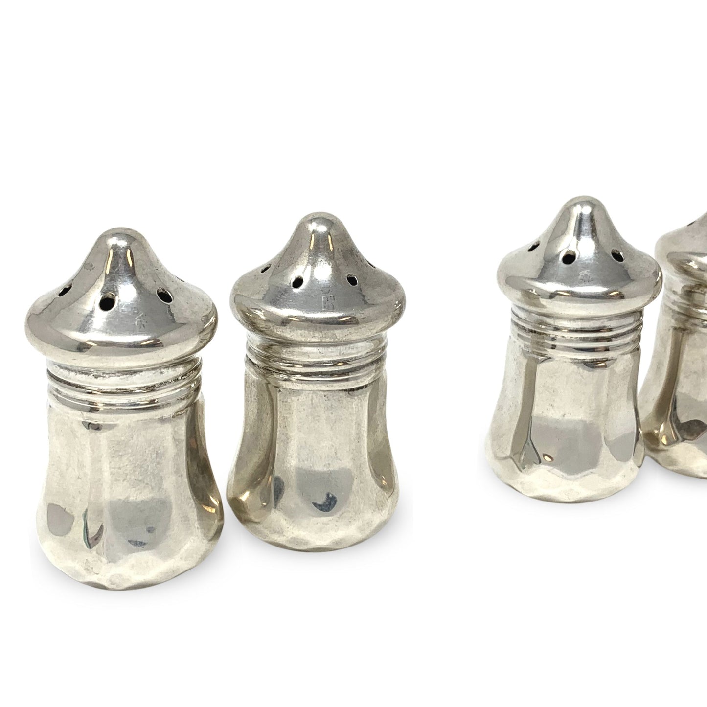 Three Pairs of Individual Sterling Silver Salt & Pepper Shakers