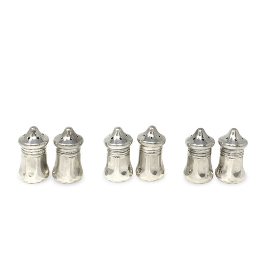 Three Pairs of Individual Sterling Silver Salt & Pepper Shakers