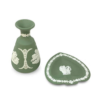 Wedgwood Sage Green Jasperware Small Bud Vase & Spade Dish (2pcs)