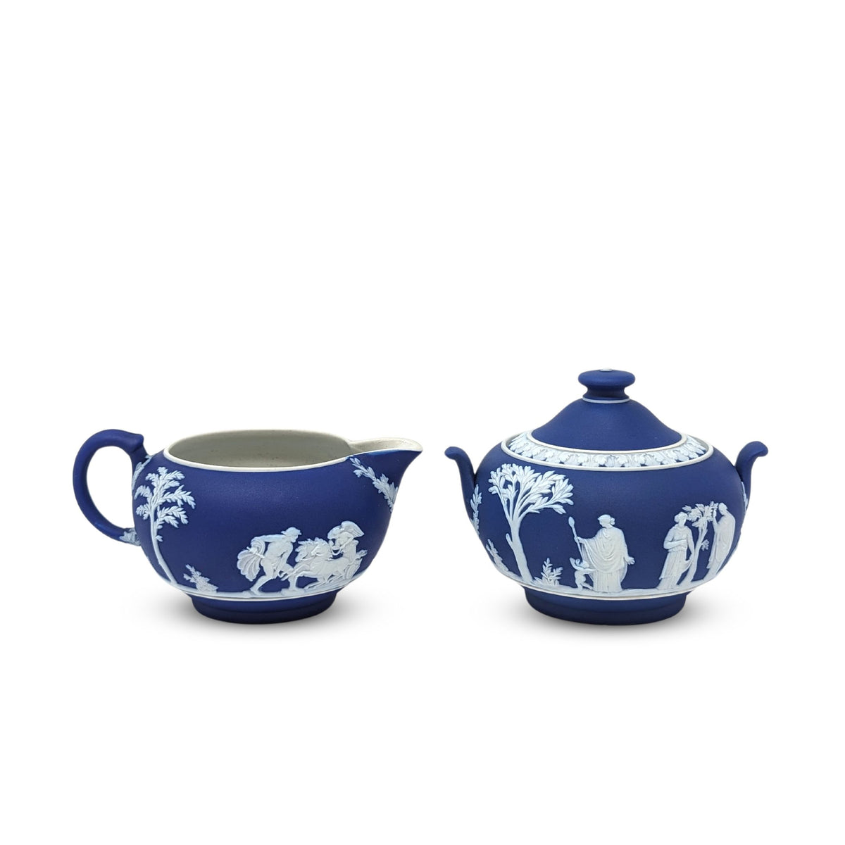 Wedgwood Dark Blue Jasperware Cream & Sugar