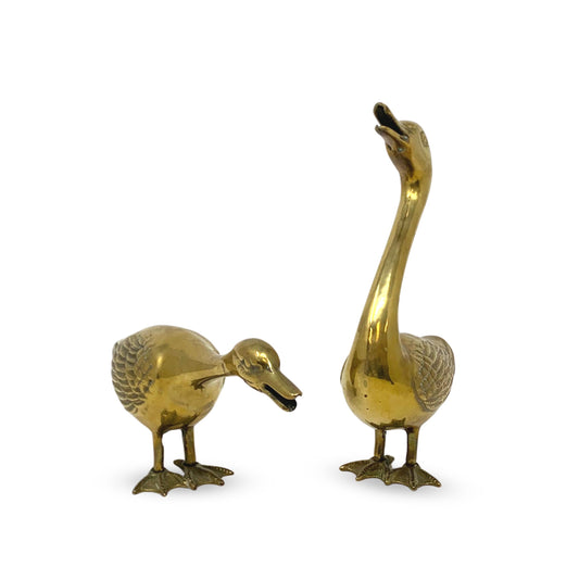 Pair of Mid Century Brass Duck Figurines