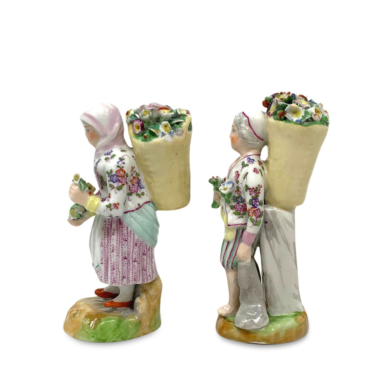 Pair of 18th Century Meissen Flower Seller Figurines