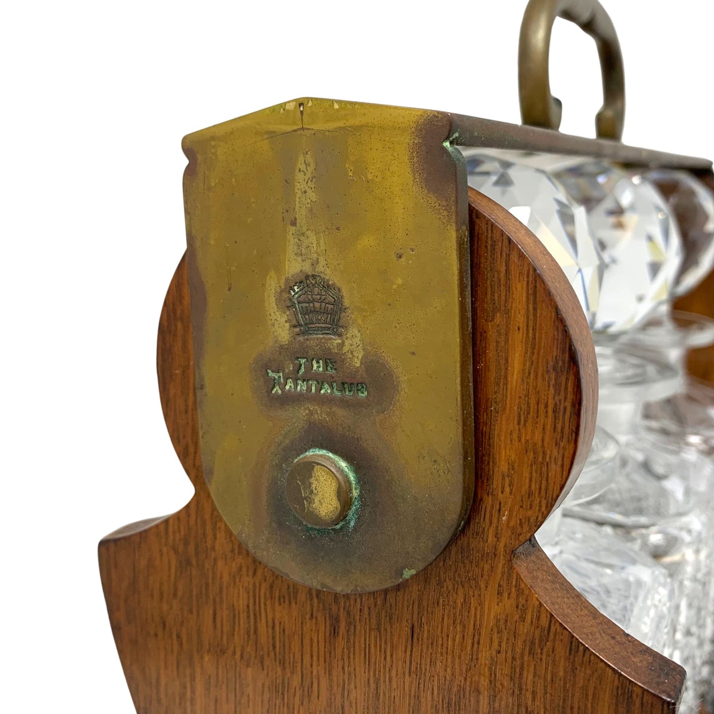 George Betjemann & Sons "The Tantalus" Oak & Brass 3-Bottle Liquor Case