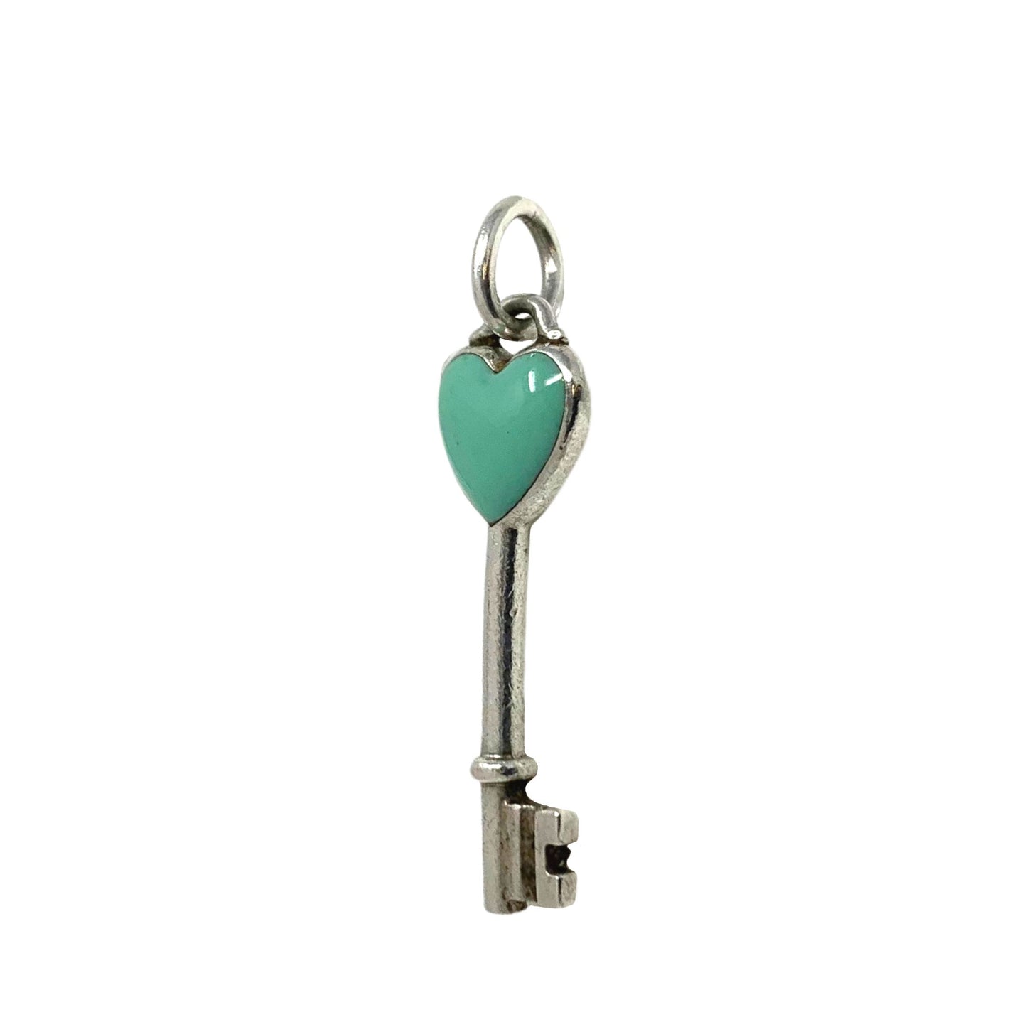 Tiffany & Co Sterling Blue Enamel Heart Key Charm/ Pendant