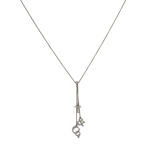 Tiffany & Co 15.5” Lariat Drop Logo Sterling Necklace