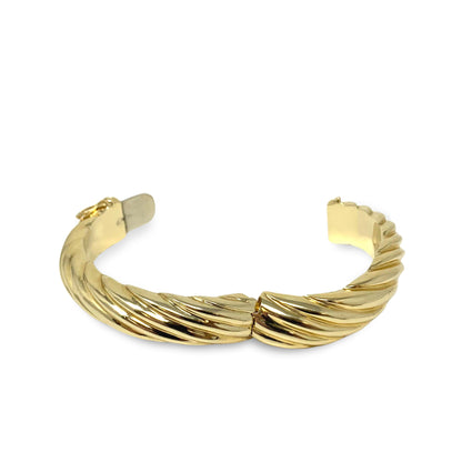 14K Gold 13.6mm Twisted Cable Cuff Bracelet (57.2g)