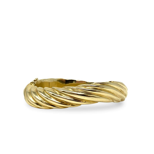14K Gold 13.6mm Twisted Cable Cuff Bracelet (57.2g)