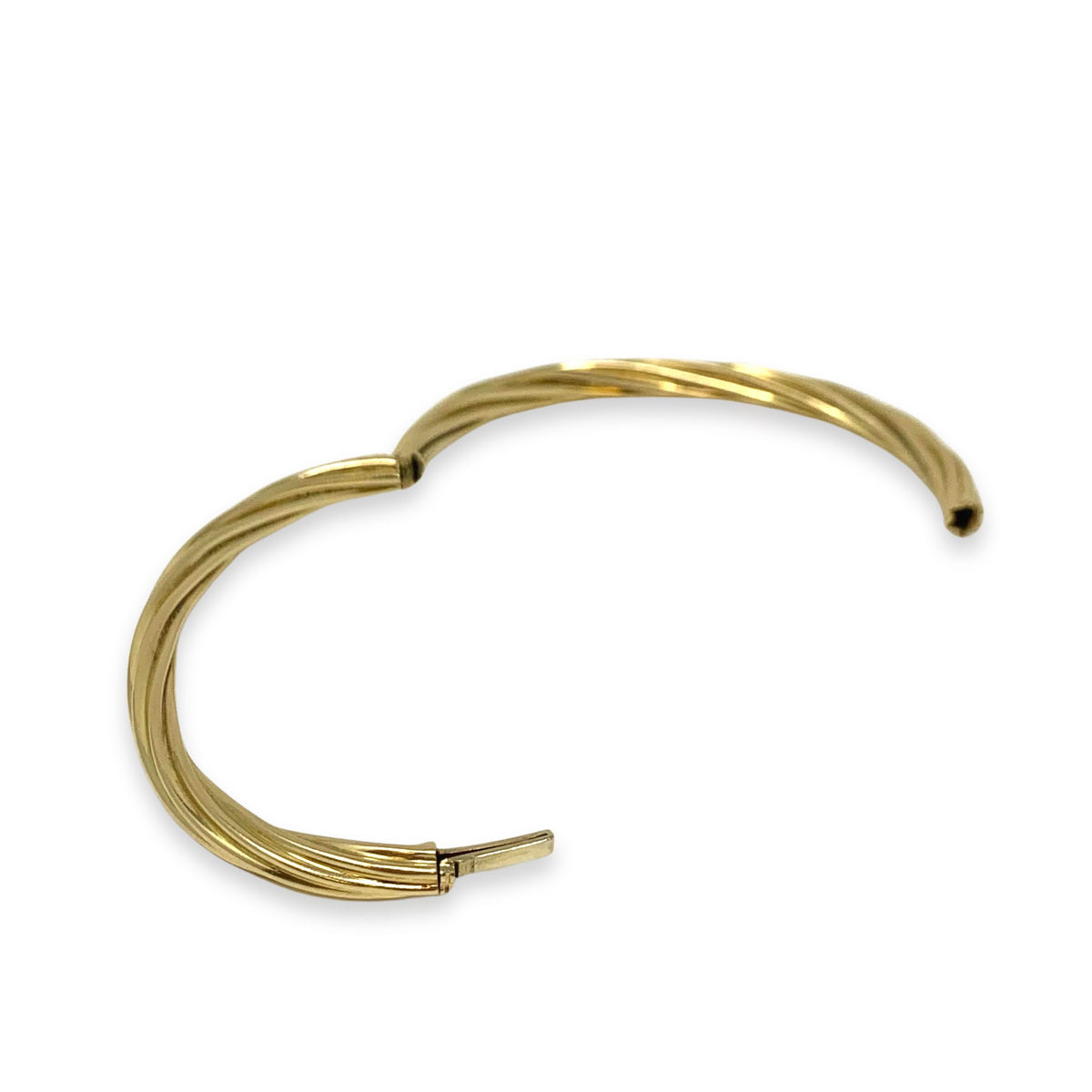 18K Gold Twisted Hinged Bangle