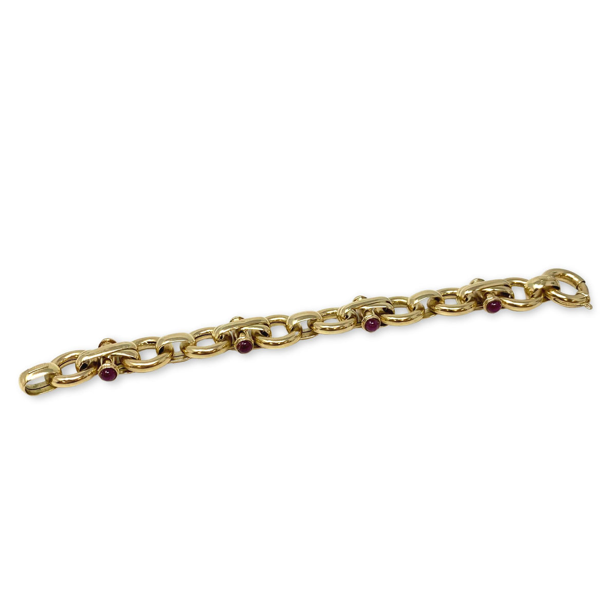 Italian 14K Gold Cabochon Ruby XO Bracelet