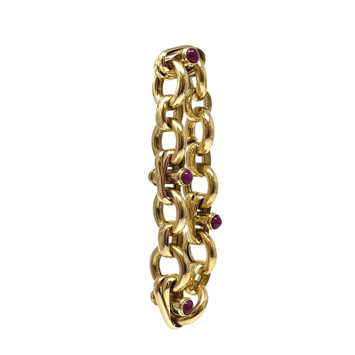 Italian 14K Gold Cabochon Ruby XO Bracelet