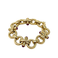 Italian 14K Gold Cabochon Ruby XO Bracelet