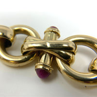 Italian 14K Gold Cabochon Ruby XO Bracelet