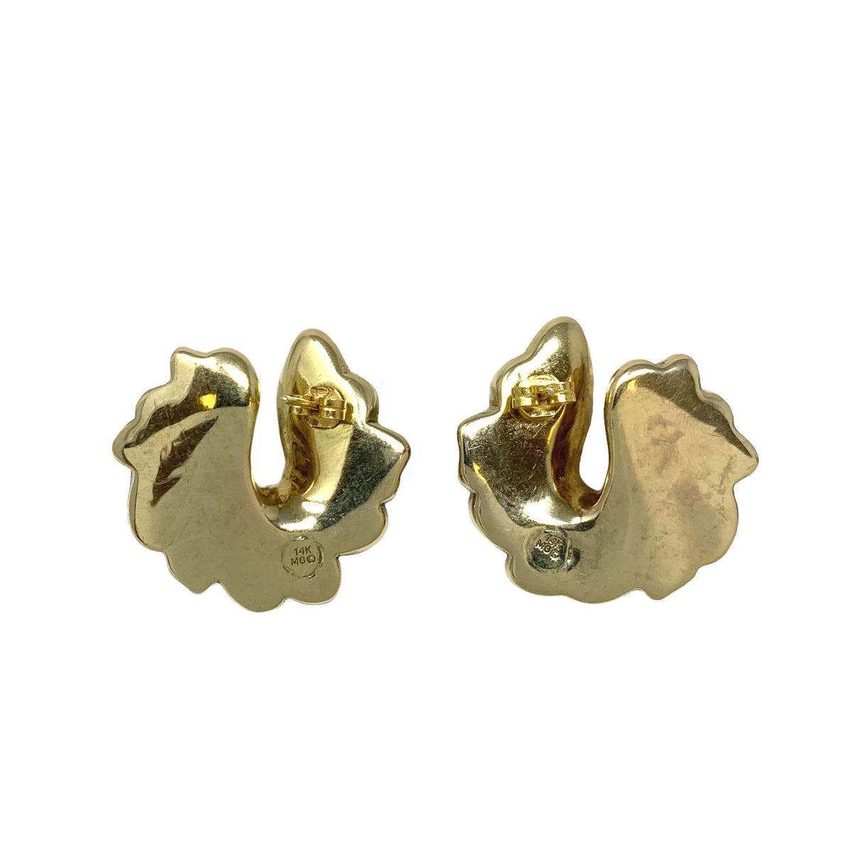 14K Gold Fan Swirl Earrings