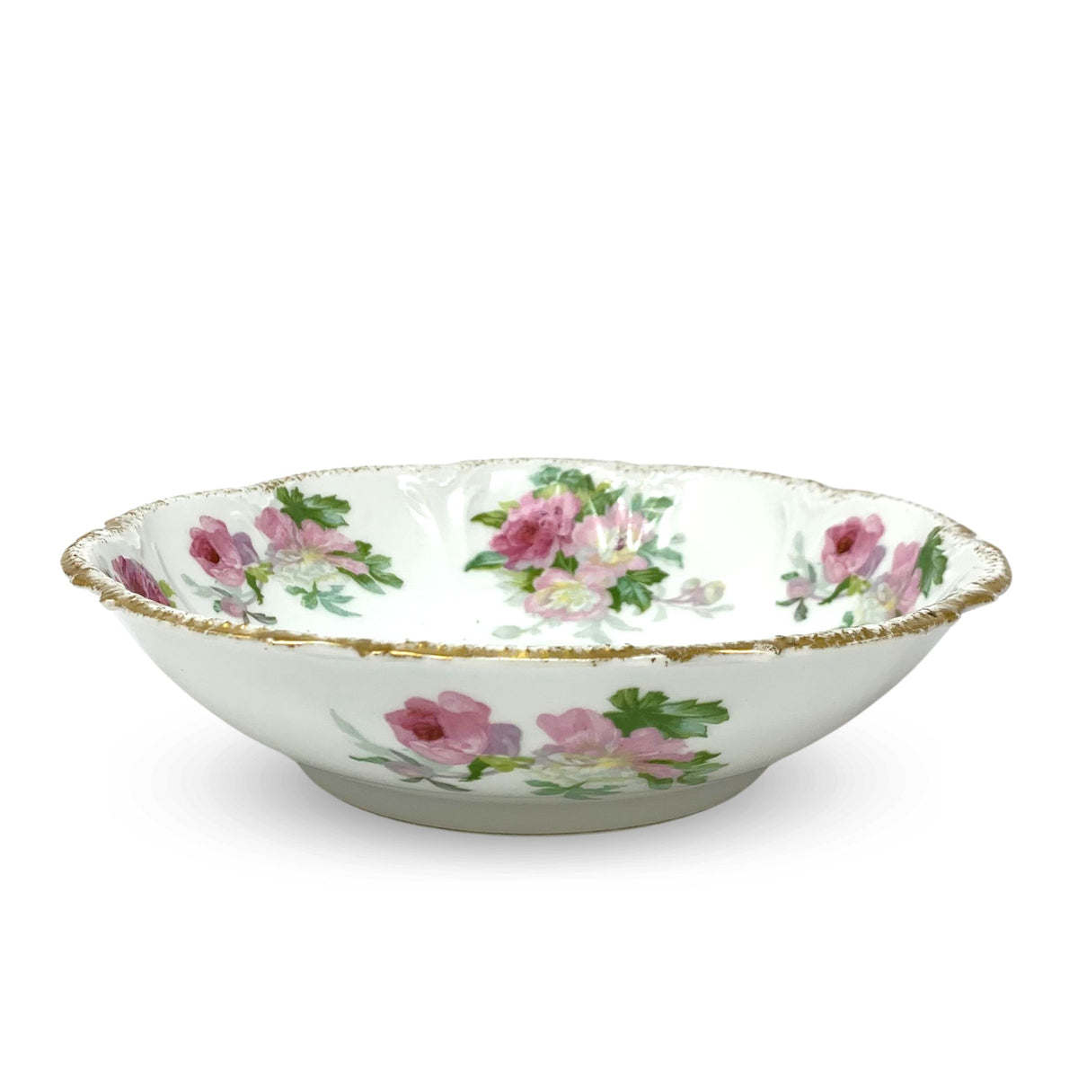 Coronet Limoges Serving Bowl With Roses & Peonies