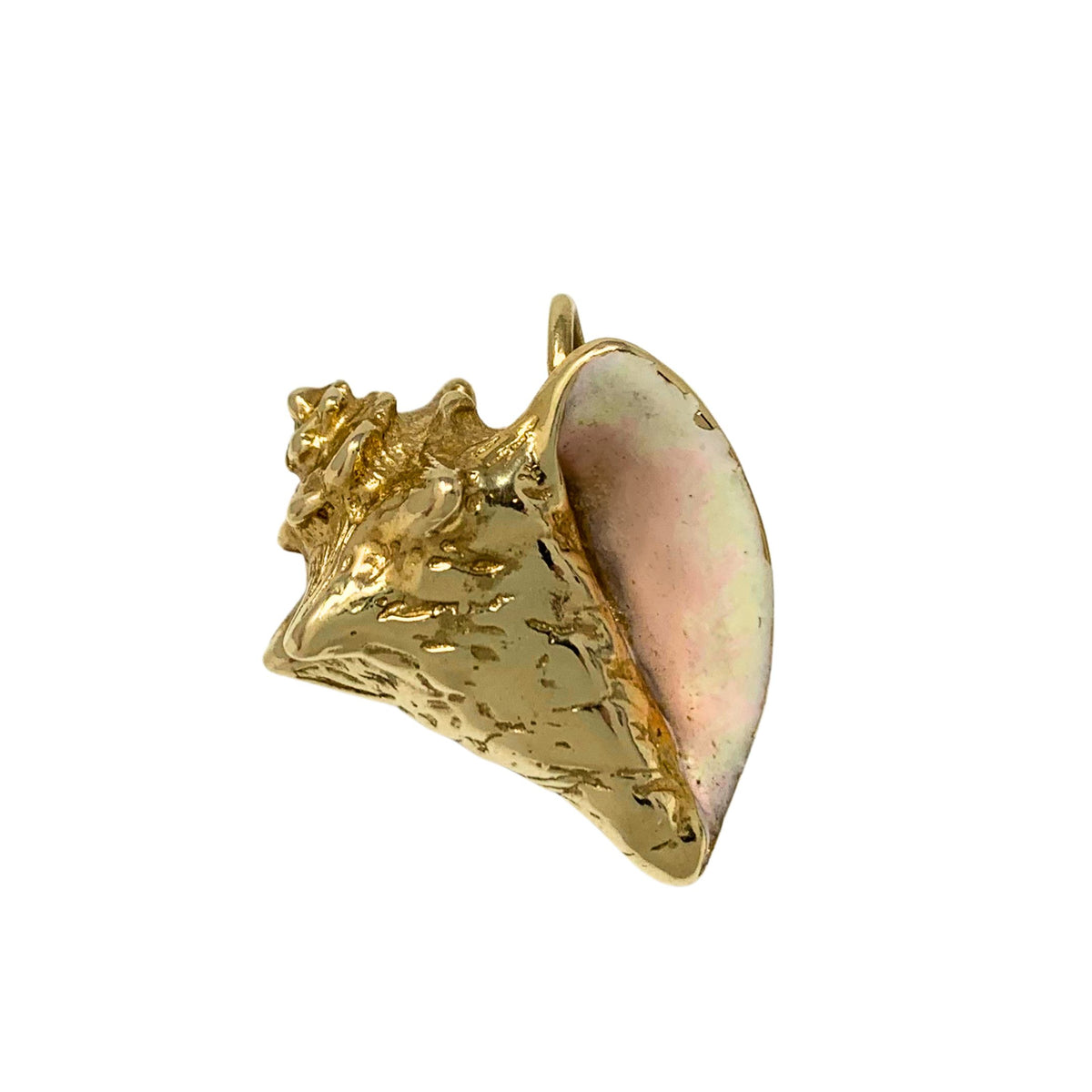 14K Gold Enameled Conch Shell Pendant