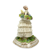 Luigi Fabris Italy Porcelain Figurine of a Young Lady with Flower Baskets