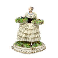 Luigi Fabris Italy Porcelain Figurine of a Young Lady with Flower Baskets