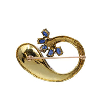 Vintage 18K Gold Sapphire & Diamond Peacock Brooch