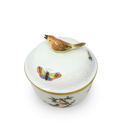 Herend "Rothschild Decor" Covered Sugar Bowl With Bird Finial