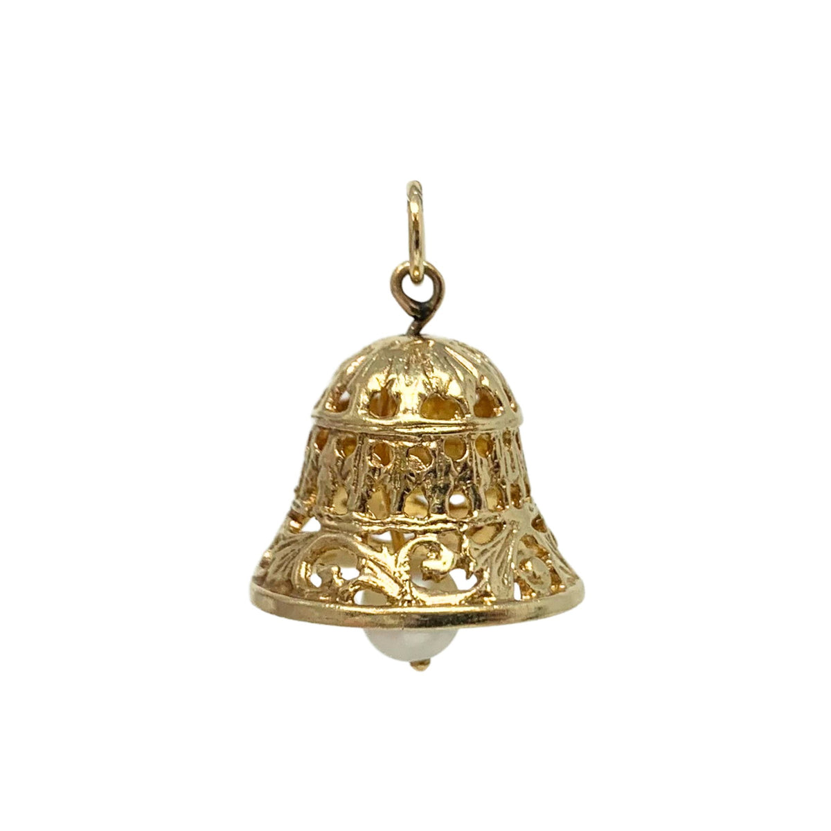 14K Gold & Pearl Bell Charm/Pendant