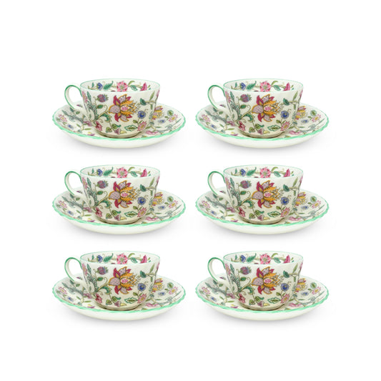 Minton "Haddon Hall" Set of 6 Teacups & Saucers (12pcs)