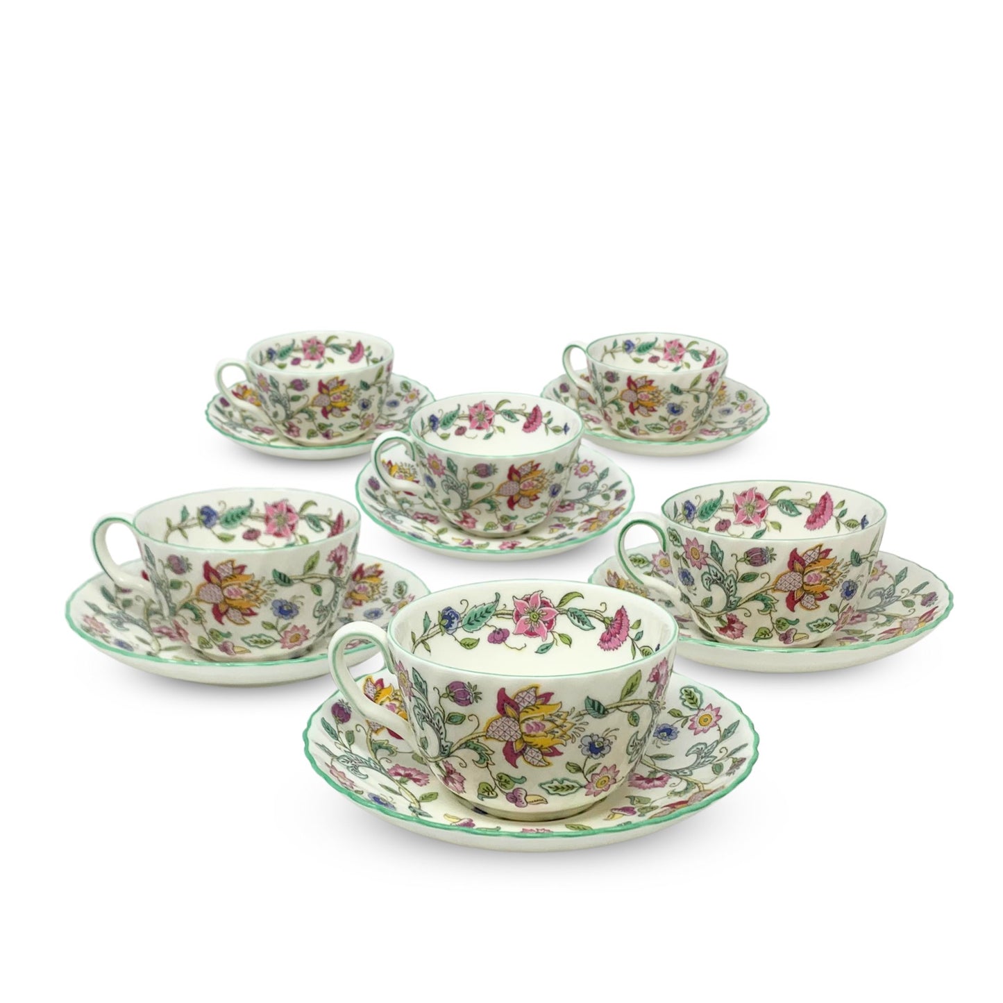 Minton "Haddon Hall" Set of 6 Teacups & Saucers (12pcs)