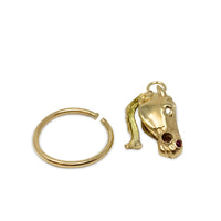 14K Gold Diamond & Ruby Horse Head Pendant/Fob