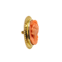 Victorian 10K Gold Angel Skin Coral Pendant/Brooch