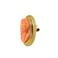 Victorian 10K Gold Angel Skin Coral Pendant/Brooch