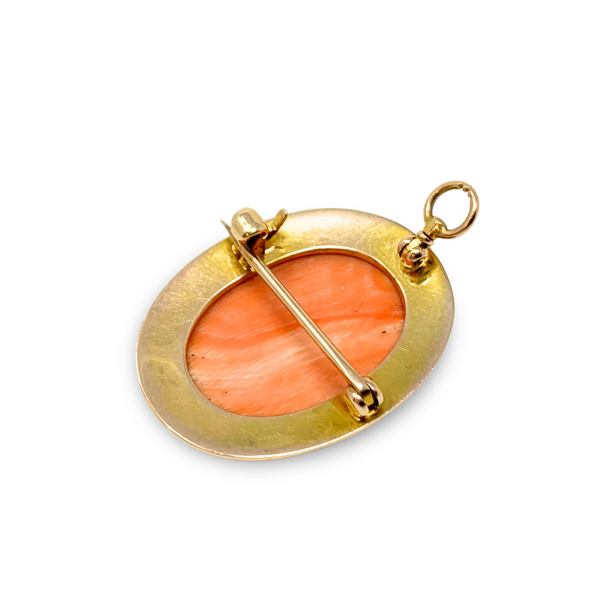 Victorian 10K Gold Angel Skin Coral Pendant/Brooch