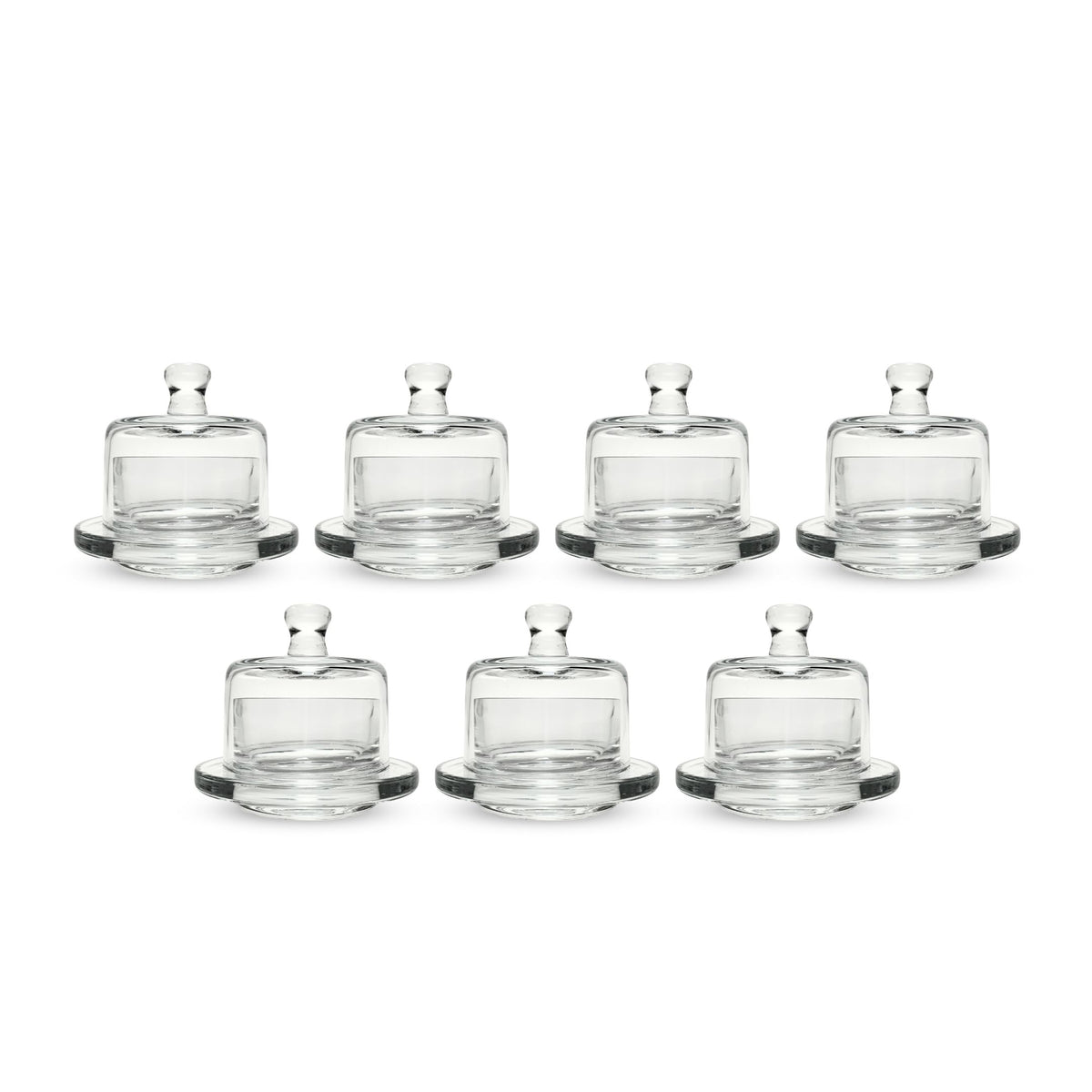 Individual Clear Glass Domed Butter Dishes (7)