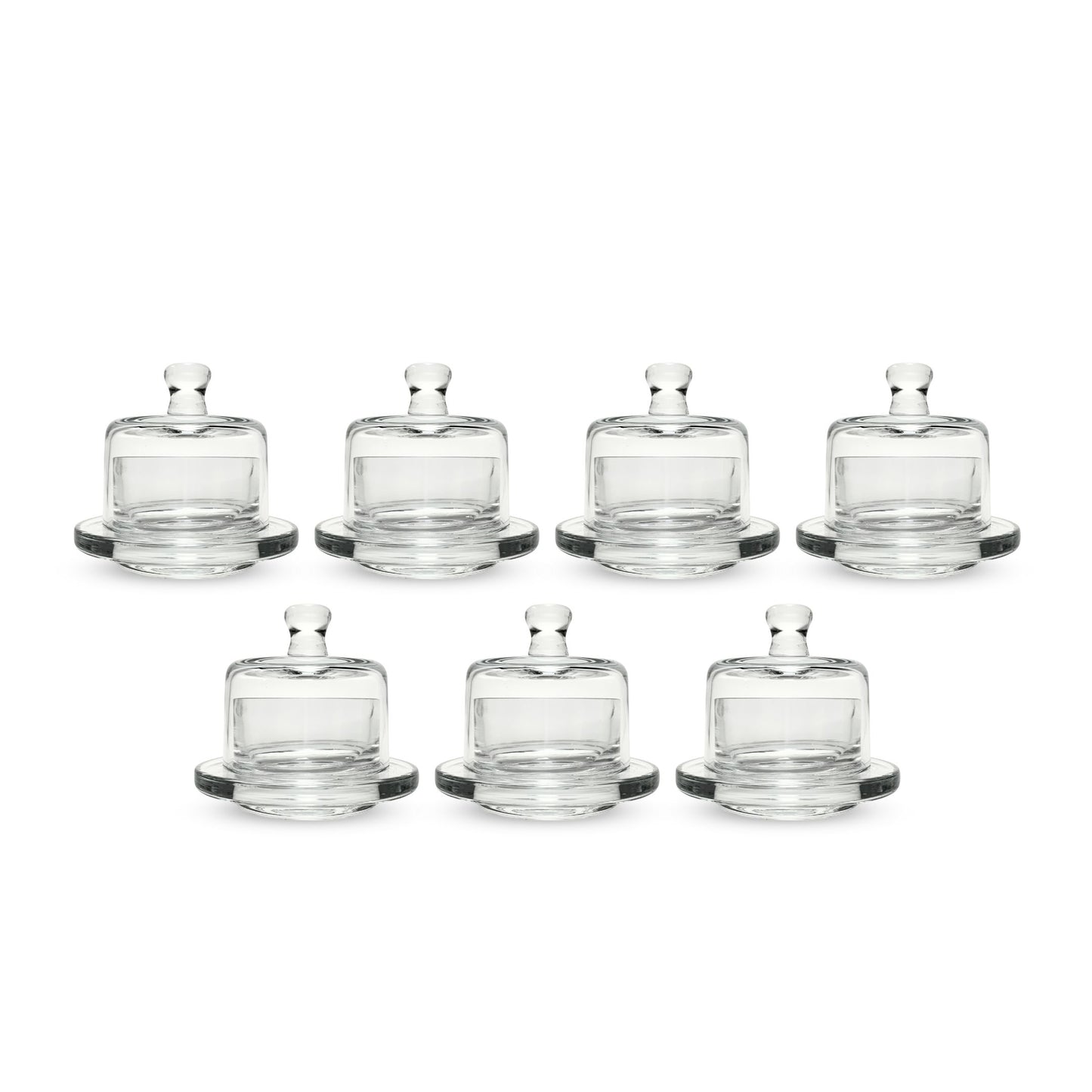 Individual Clear Glass Domed Butter Dishes (7)