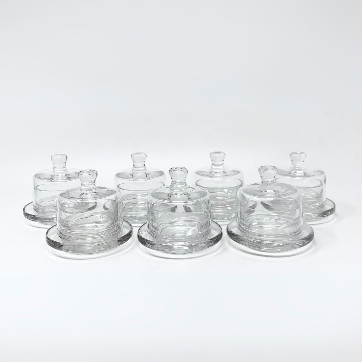 Individual Clear Glass Domed Butter Dishes (7)