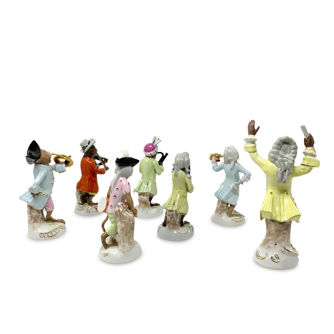 Meissen Style Continental Porcelain Monkey Band (7pcs)