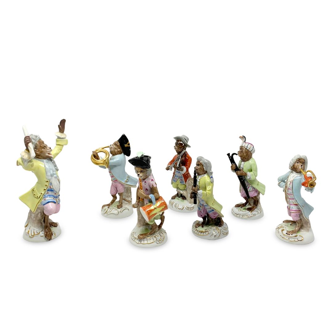 Meissen Style Continental Porcelain Monkey Band (7pcs)