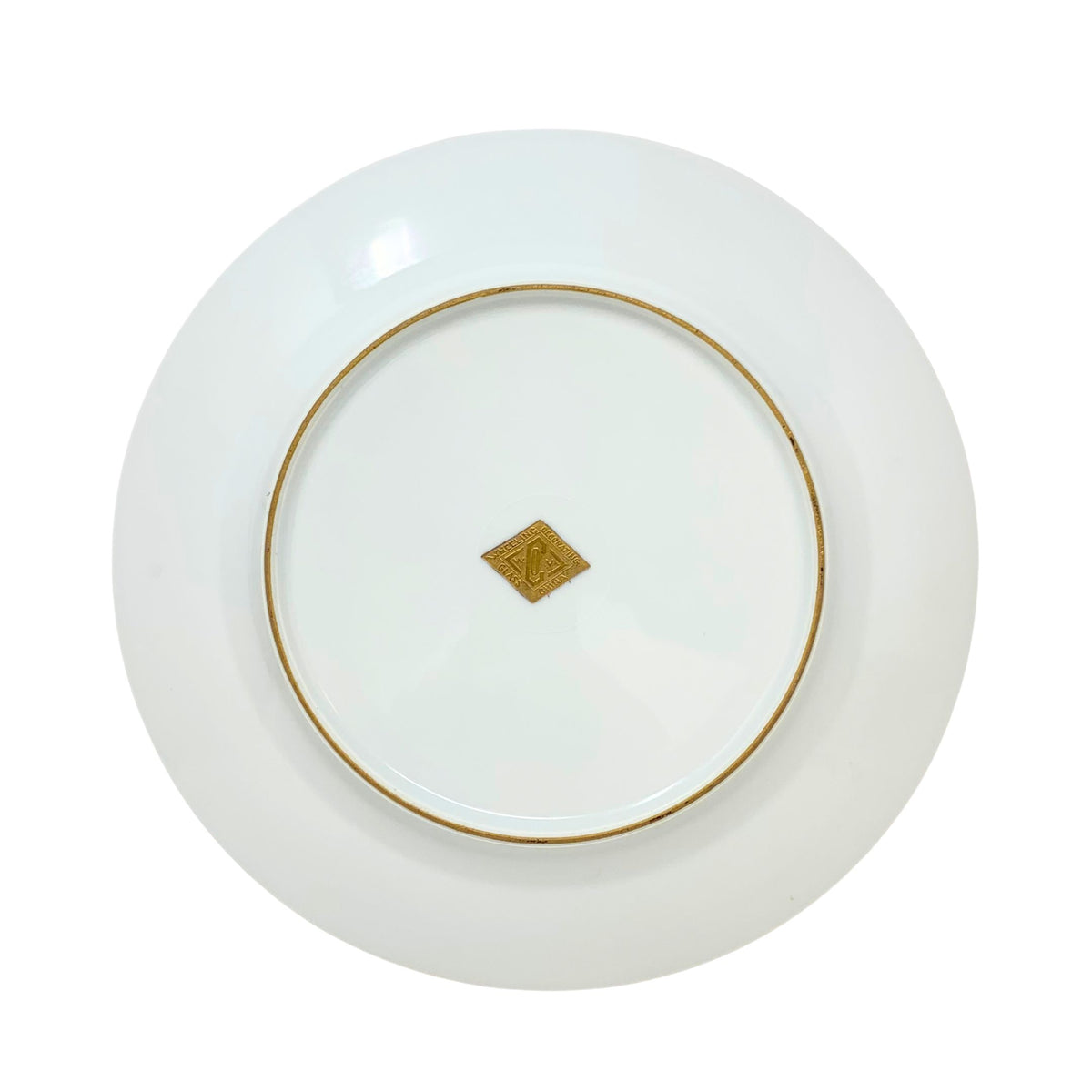 Wheeling Decorating Company Gold Rimmed Dinner/Cabinet Plates (8)