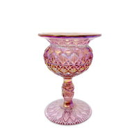 Fenton Iridescent Dusty Rose Cut & Block Pedestal Votive Holder