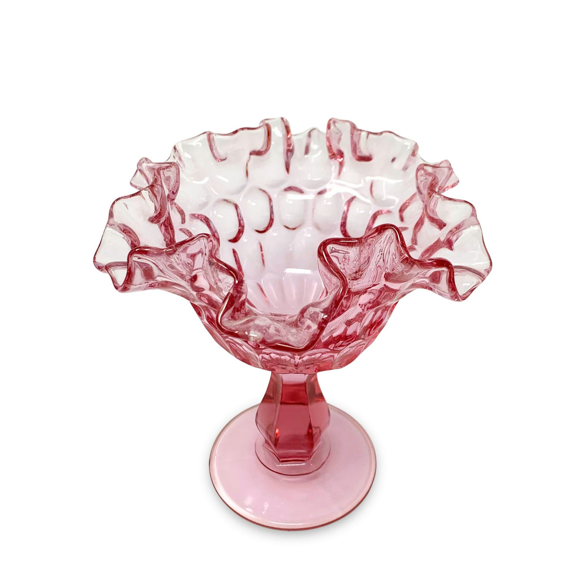 Fenton "Thumbprint" Colonial Rose Round Compote