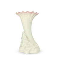 Belleek 2003 Heritage Collection 9" Rock Spill Vase With Pink Rim