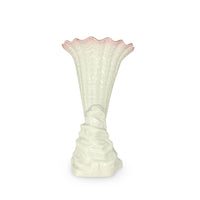 Belleek 2003 Heritage Collection 9" Rock Spill Vase With Pink Rim