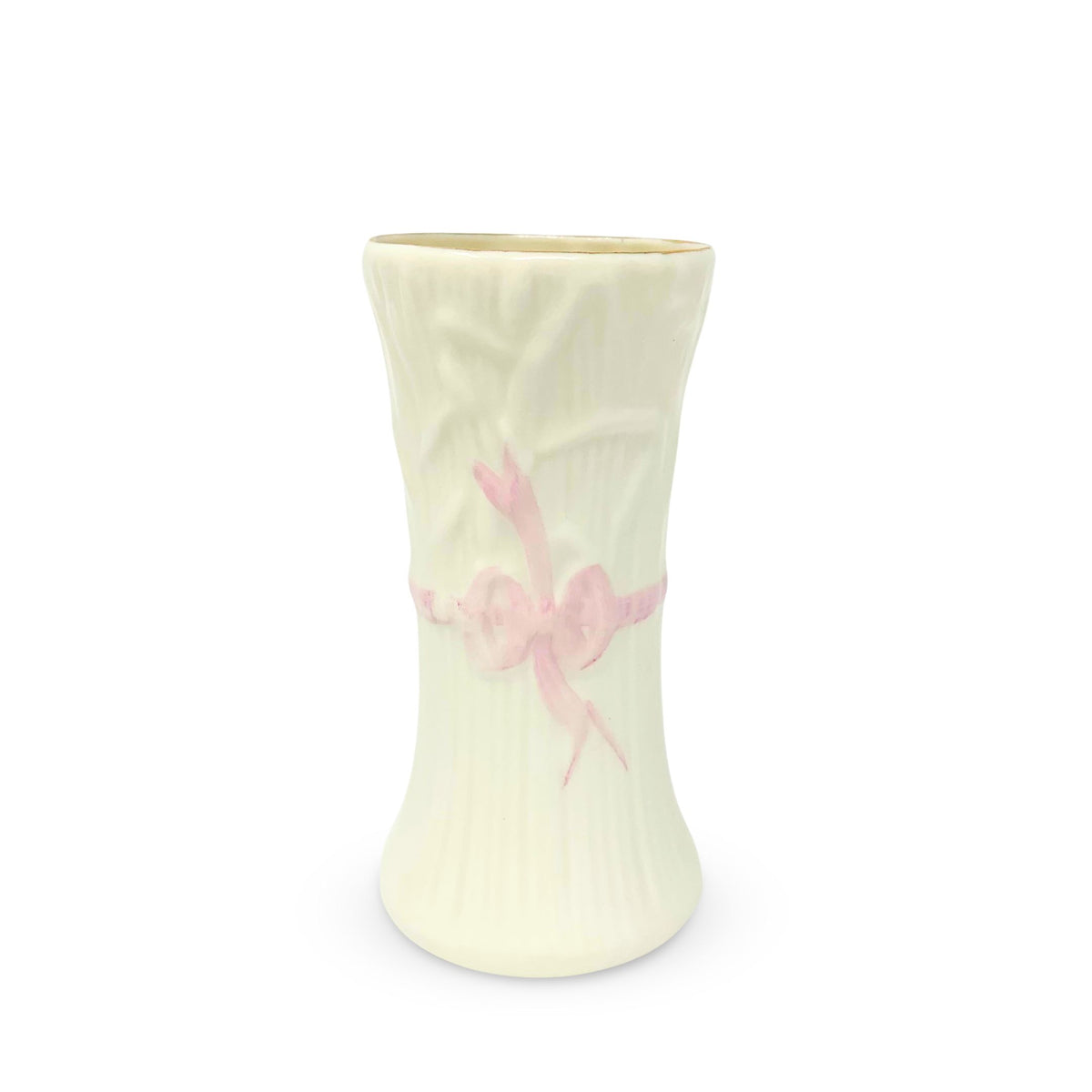 Belleek Typha Pink Ribbon 3.75" Spill Vase (2nd Black Mark)