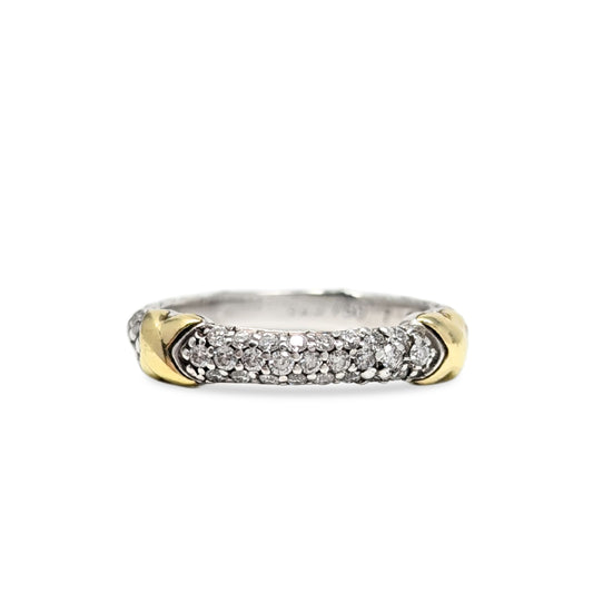 Lagos 18K Gold & Sterling Diamond Ring - Size 6